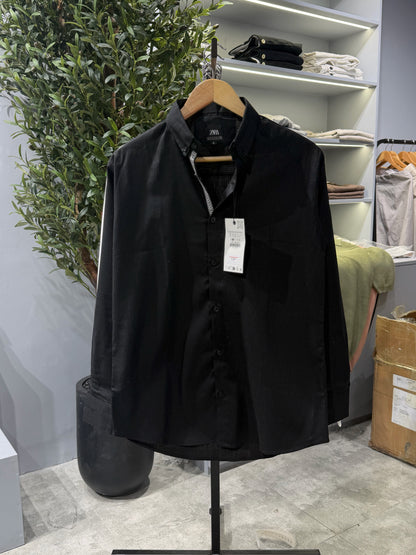 Classic Black Collar Stripe Full Sleeve Shirt
