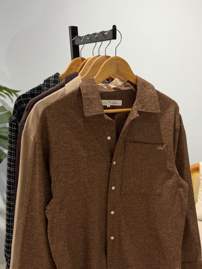 Aajkaal Flannel Shacket  - Espresso Brown