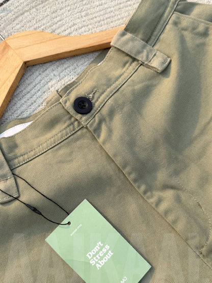 Olive Structured Baggy Gabardine Pant