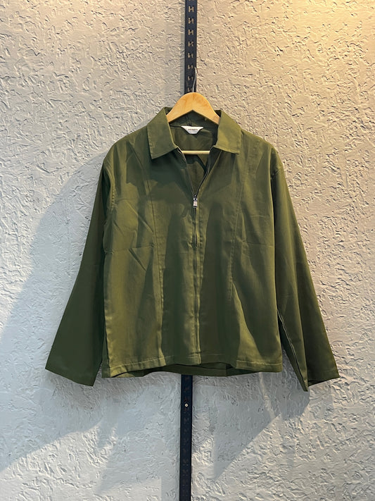 Olive Unisex Off-shoulder Twill jacket