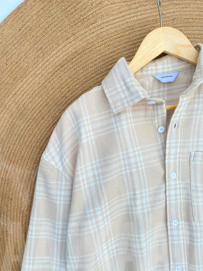 Dropshoulder Beige Full Sleeve Shirt