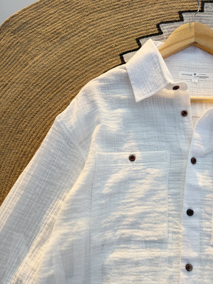 White Double Gauze Full Sleeve Shirt