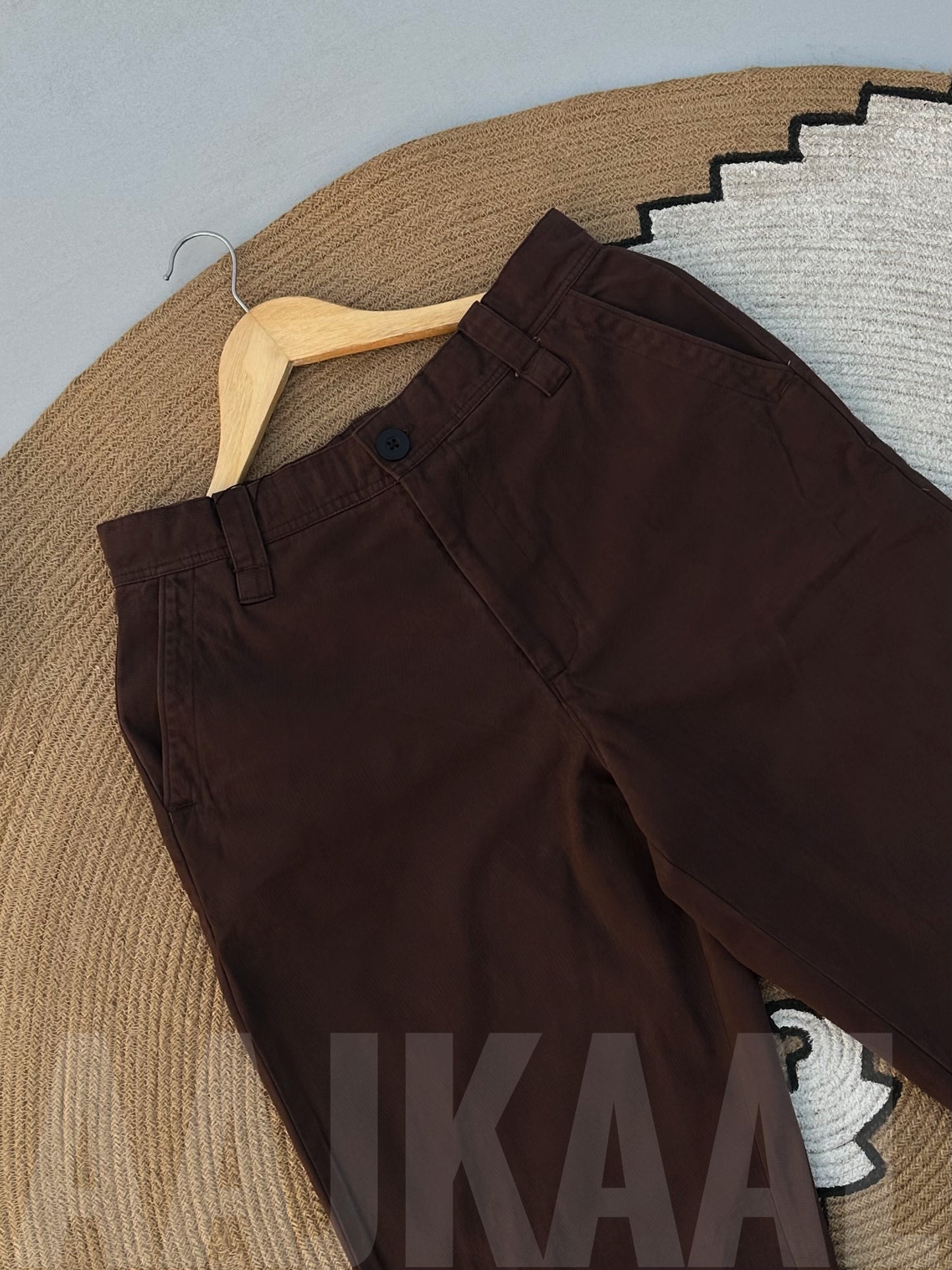 Coffee Structured Baggy Gabardine Pant