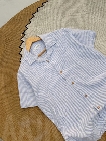 Baby blue Old Money Cuban Shirt
