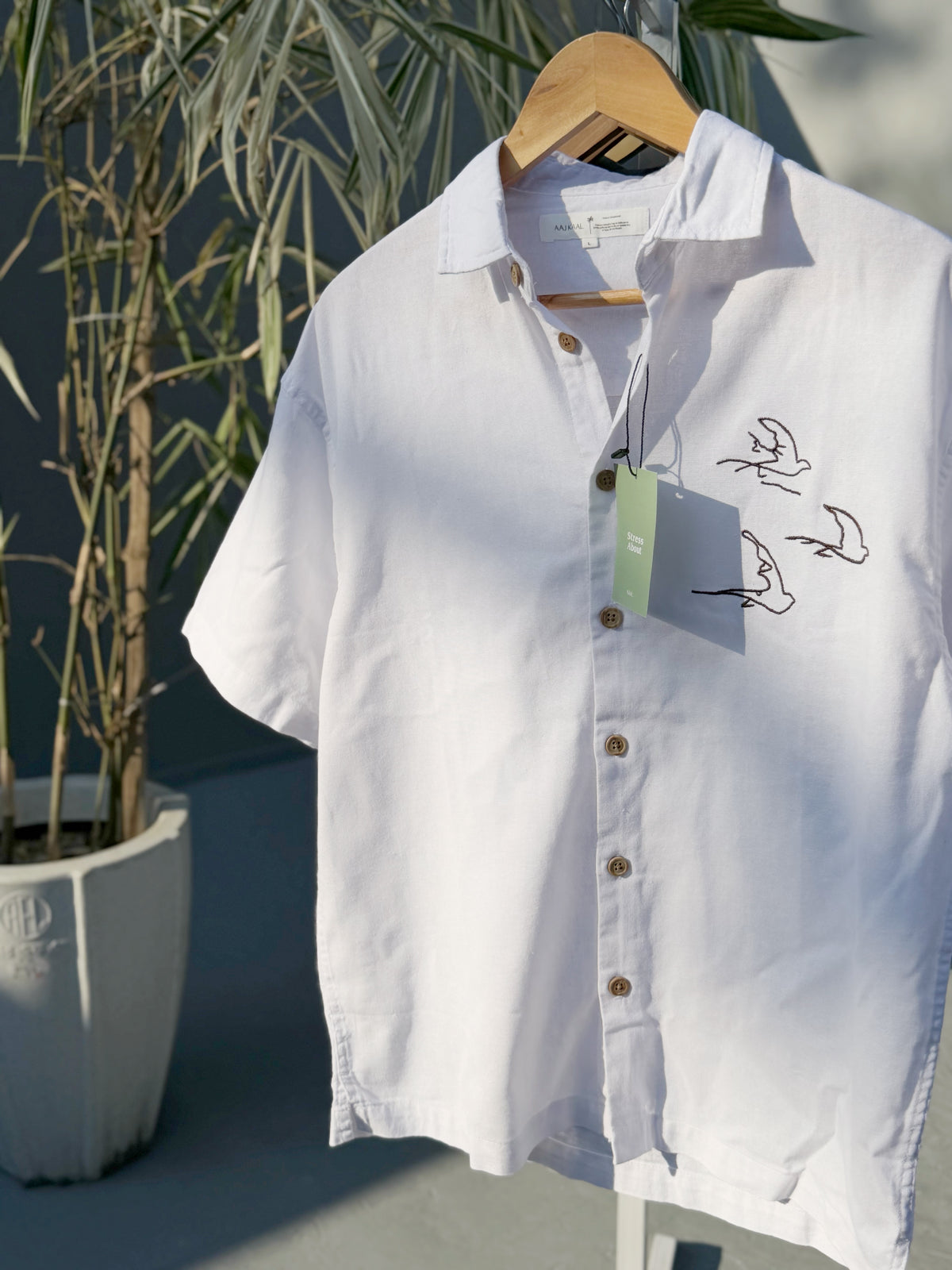 Aajkaal Baggy Half Sleeve Shirt - White