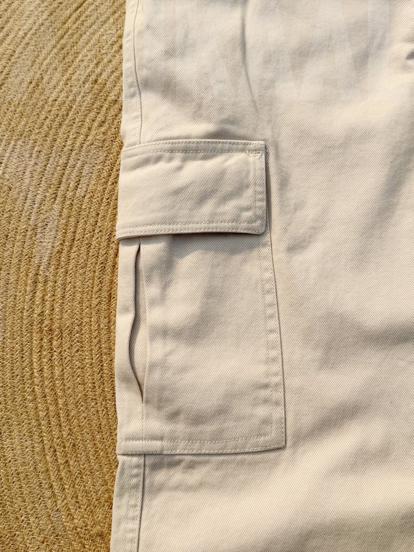 6 Pocket Off-White Gabardine Cargo Pant