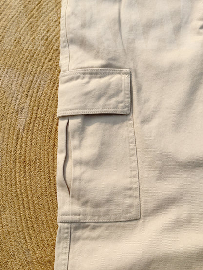6 Pocket Off-White Gabardine Cargo Pant