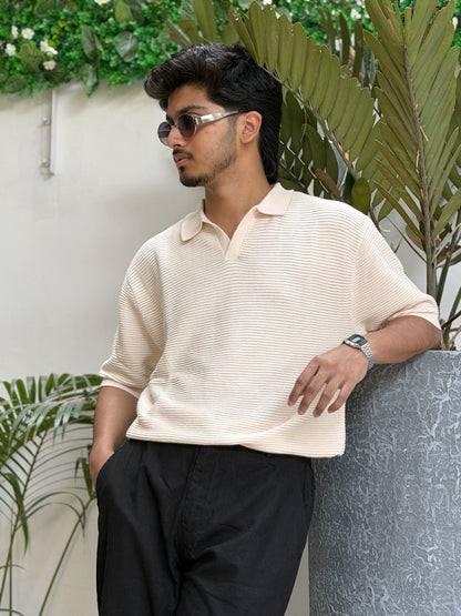 Aajkaal Off-White Signature Knitted Polo