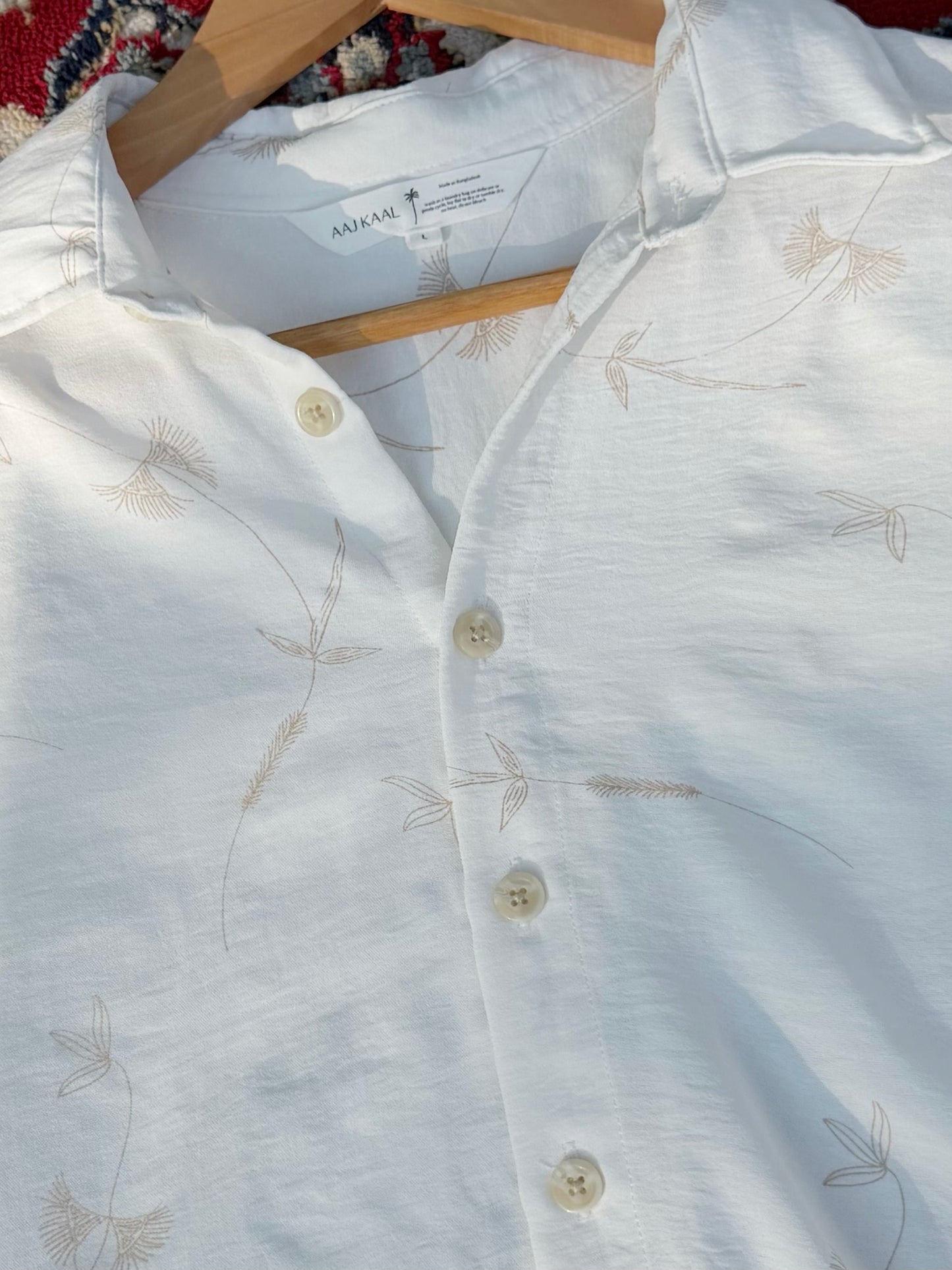 Aajkaal Printed Baggy Shirt - White