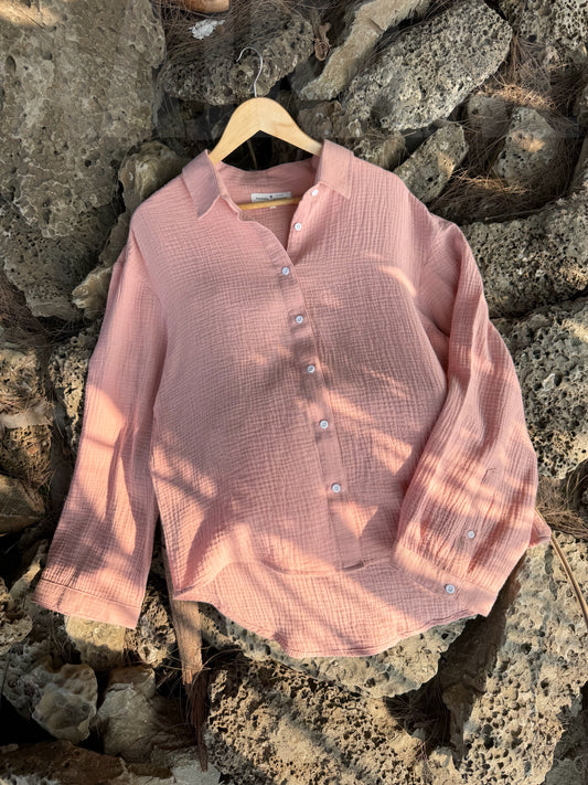 Terracotta Pink Urban Baggy Shirt