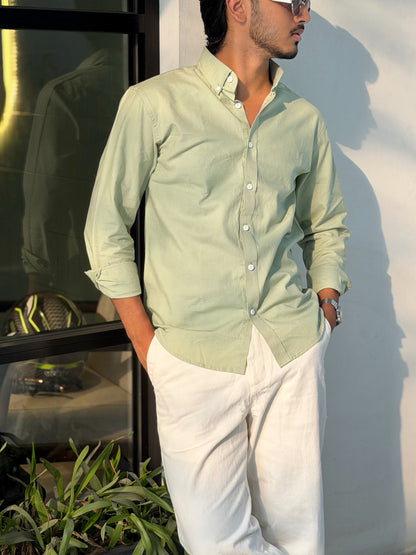 Oxford Mint Olive Full Sleeve Shirt