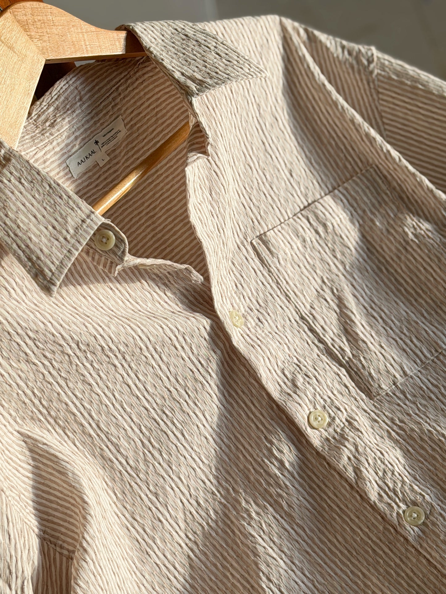 Textured Blush Pink Boxy Full Sleeve Shirt