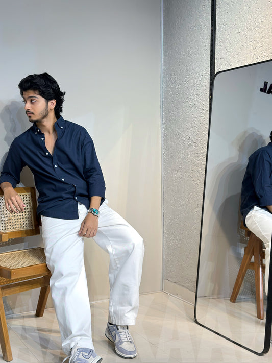 AajKaal Marine Tone Fit - Navy Blue x White