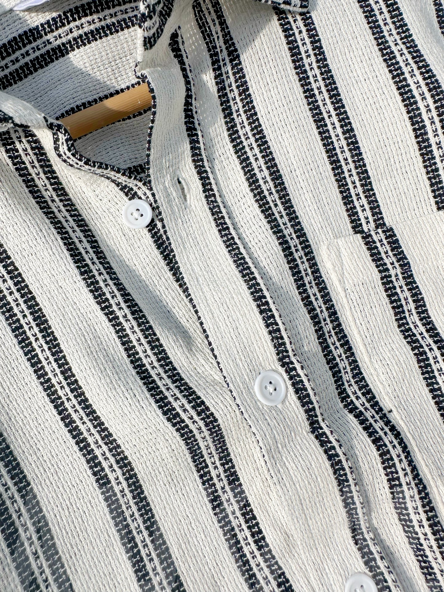 Dropshoulder White Stripe Full Sleeve Shirt