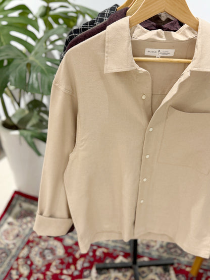 Aajkaal Flannel Shacket  - Natural Beige