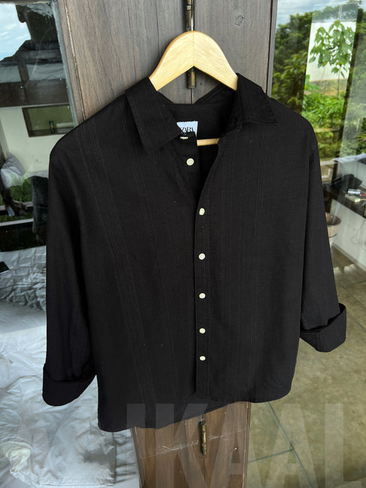 Black Gentle Stripe Full Sleeve Shirt