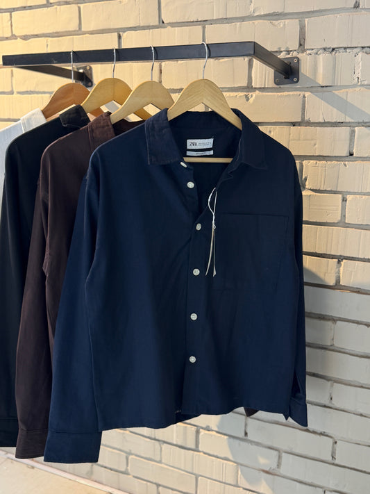 Boxy Full Sleeve Shirt - Navy Blue