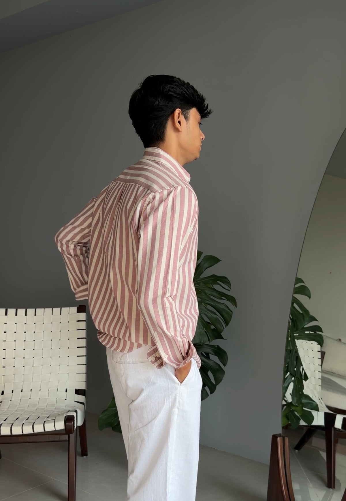 The Finesse Shirt - Peach Stripe