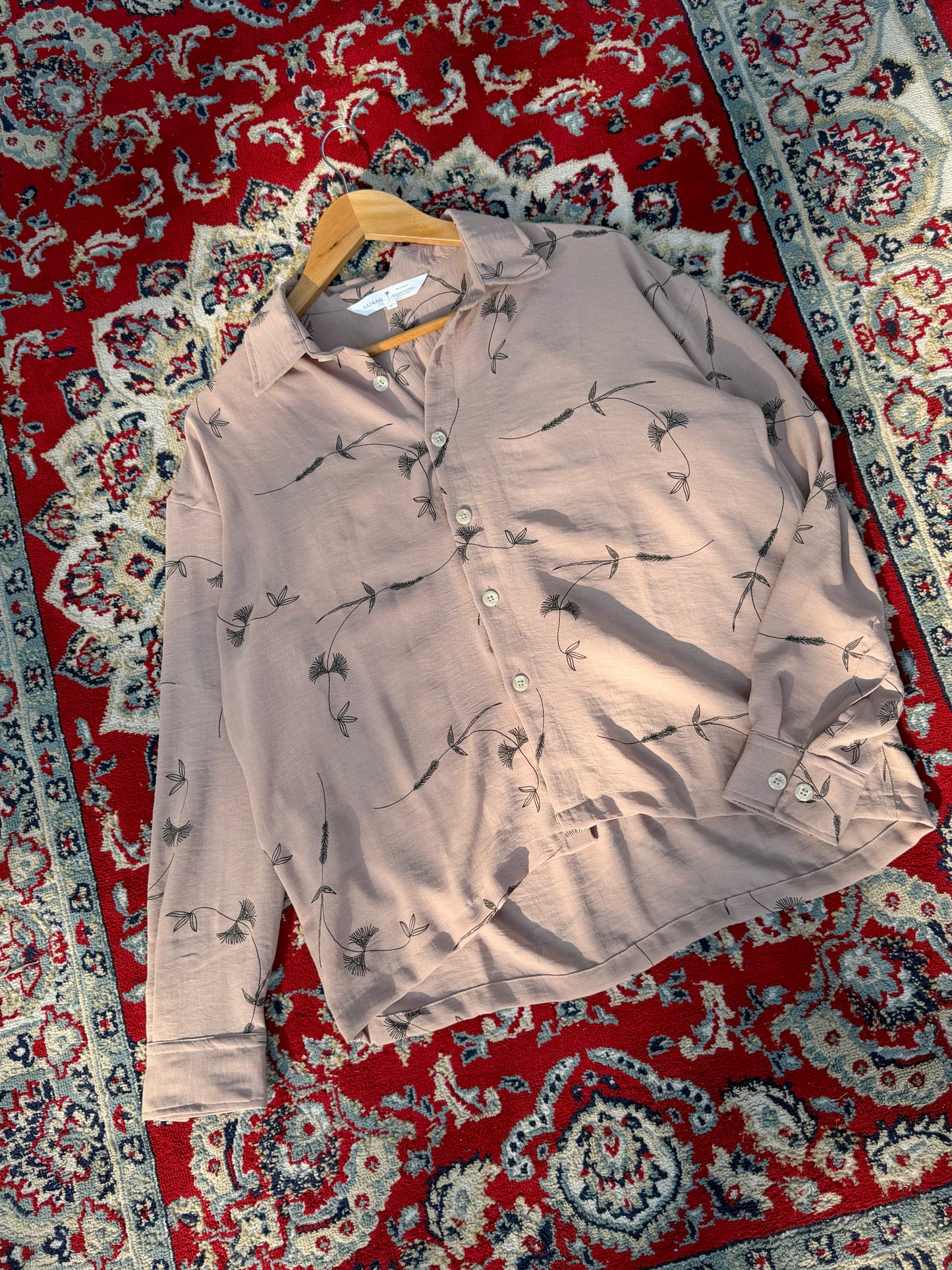 Aajkaal Printed Baggy Shirt - Peach