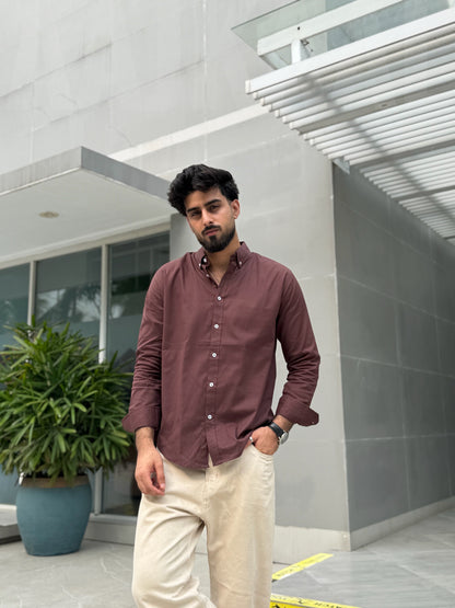 Oxford Coffee Full Sleeve Shirt