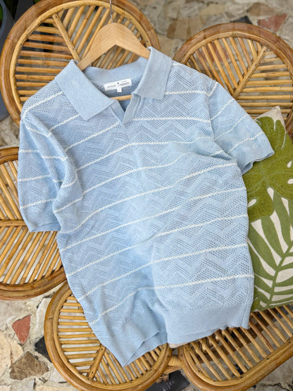 Baby Blue Zigzag Knitted Polo