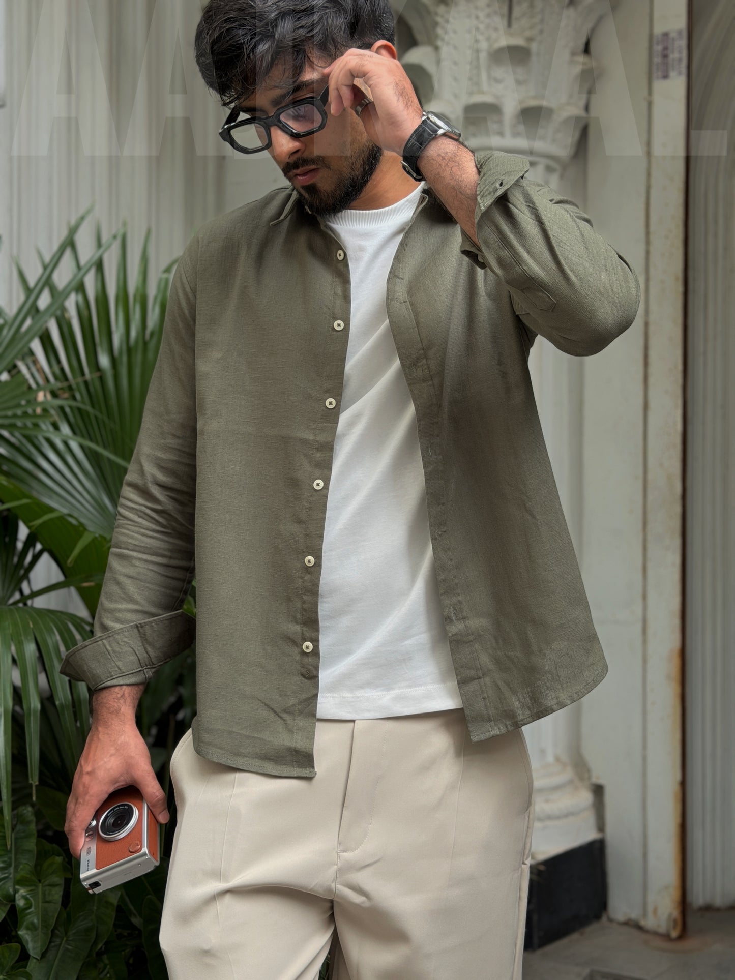 Sage Olive Gentle Craft Full Sleeve Shirt