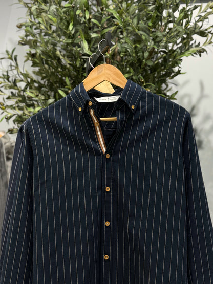 Navy Blue Old Money Full Sleeve Shirt