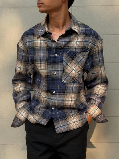 Aajkaal Flannel Shacket  - Classic Navy Tartan