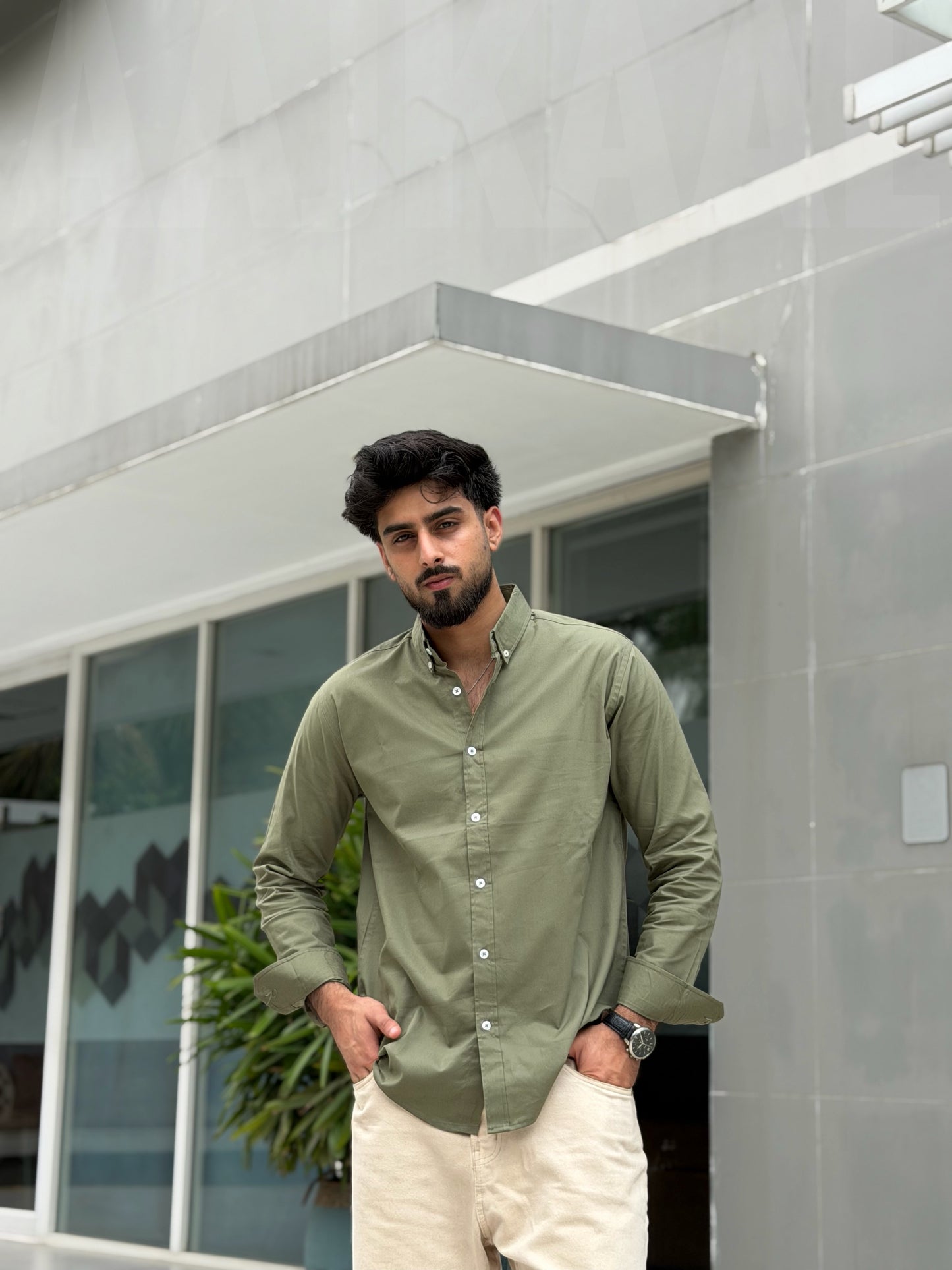 Oxford Olive Full Sleeve Shirt