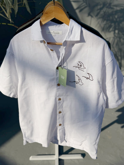 Aajkaal Baggy Half Sleeve Shirt - White