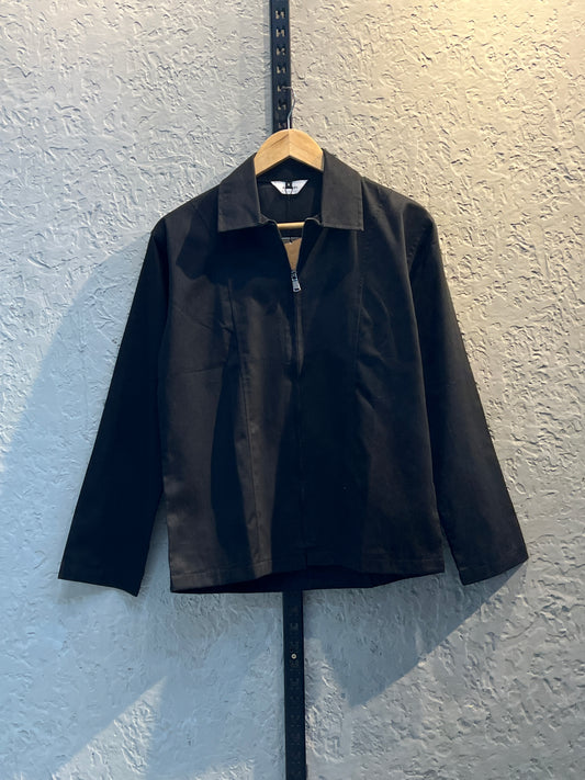 Black Unisex Off-shoulder Twill jacket