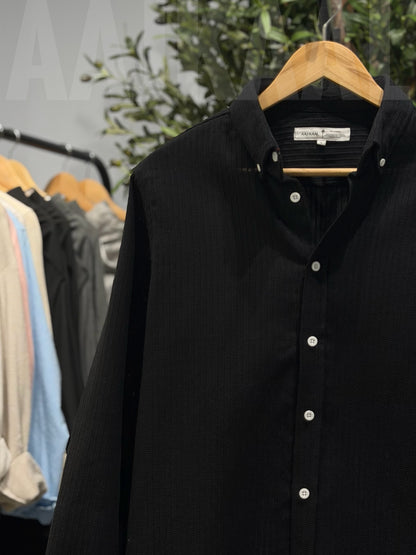 Textured Urban Black Full Sleeve Shirt