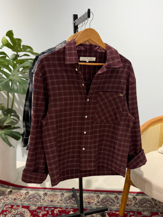 Aajkaal Flannel Shacket  - Maroon Check