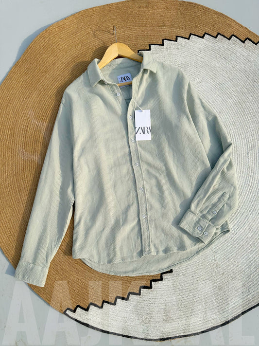 Textured Olive Full Sleeve Shirt