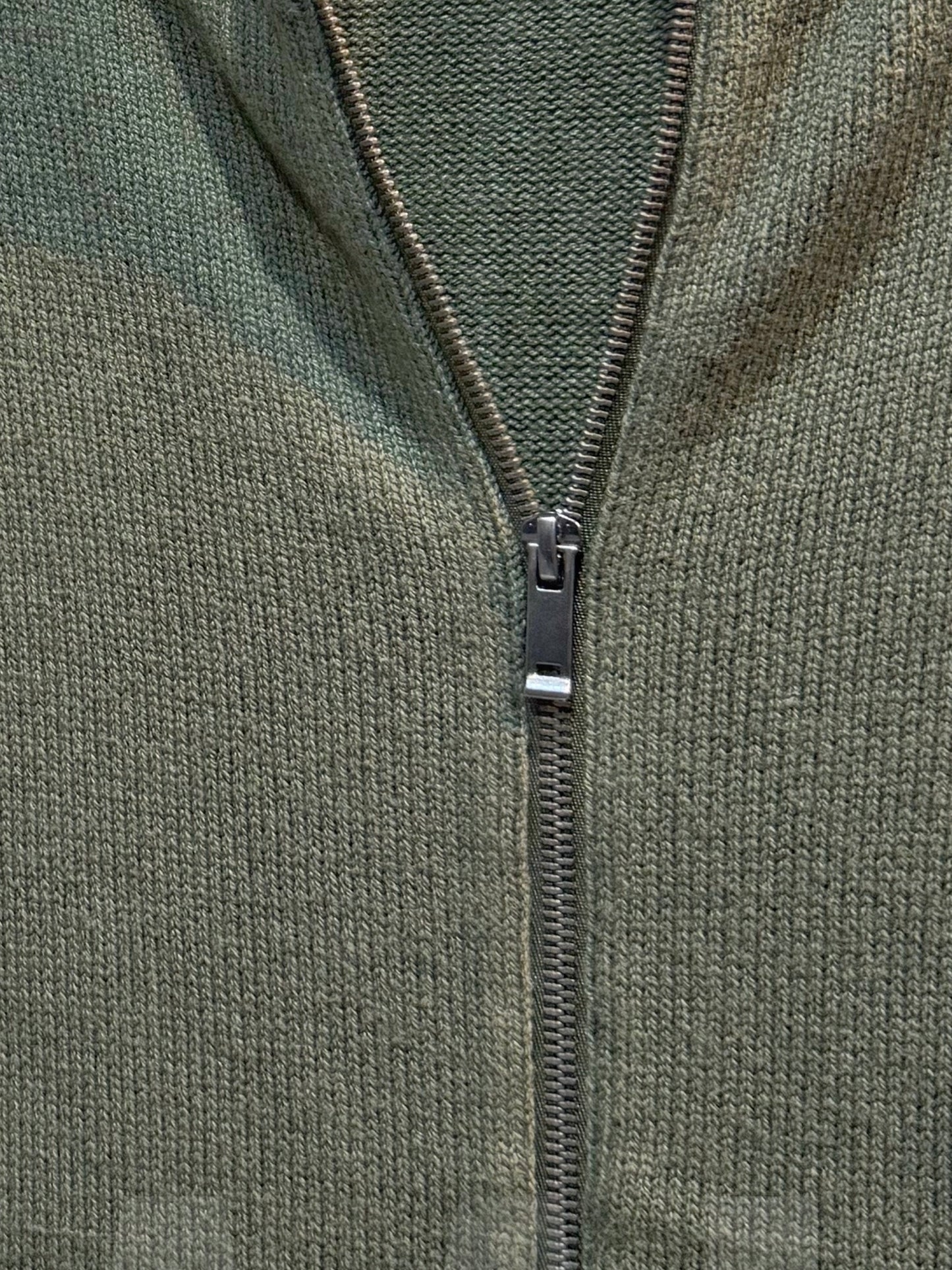 Olive Knitted Full Zip Sweater