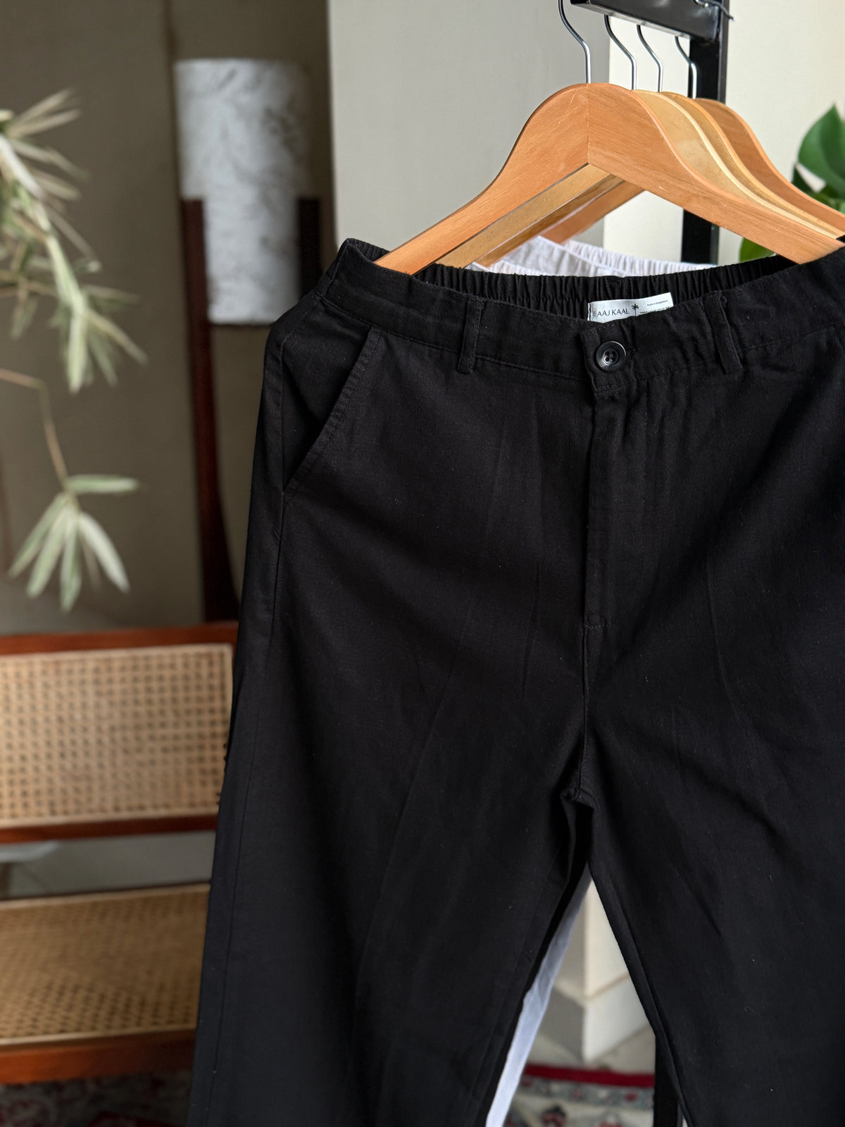 Black Linen Baggy Pant