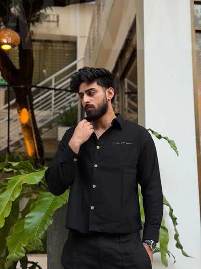 Aajkaal Black Embroidery Boxy Shirt