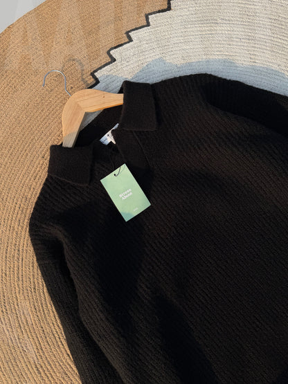 Black Baggy Knitted Polo