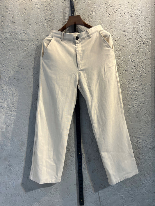 Off-white Linen Baggy Pant