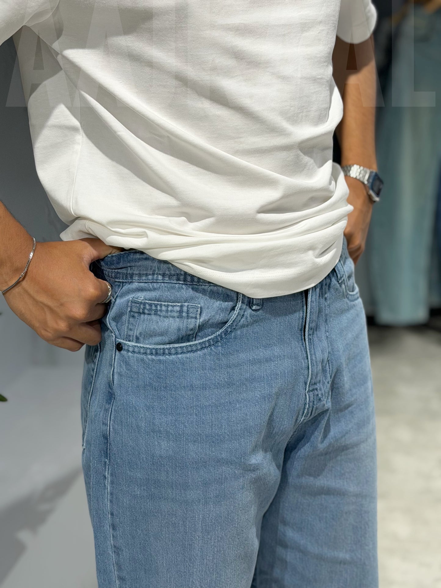 Aajkaal Cloud Blue Baggy Denim
