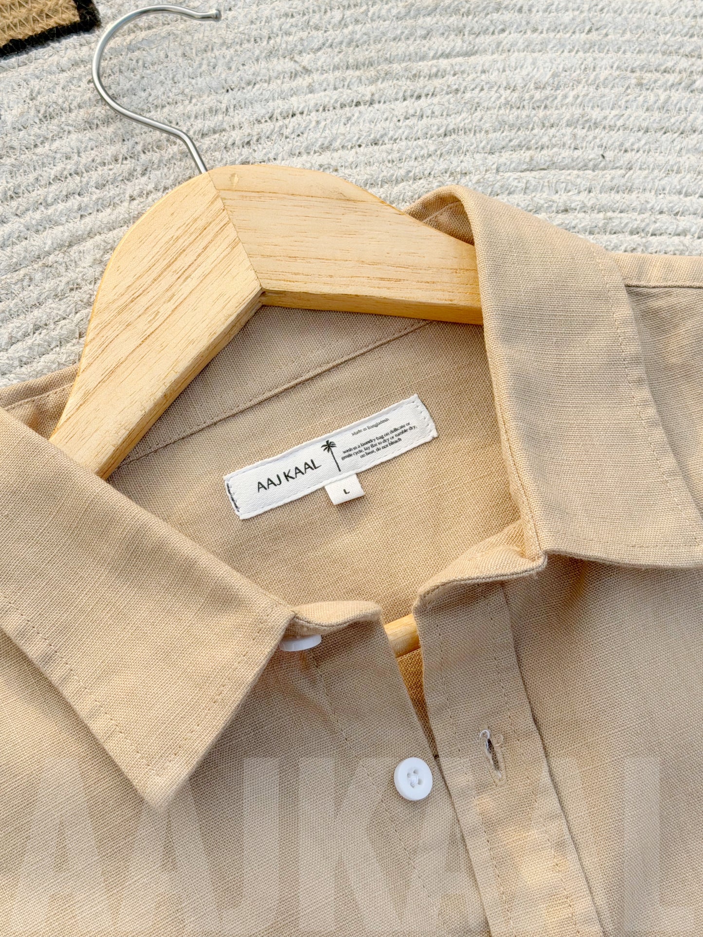 Linen Beige Full Sleeve Shirt