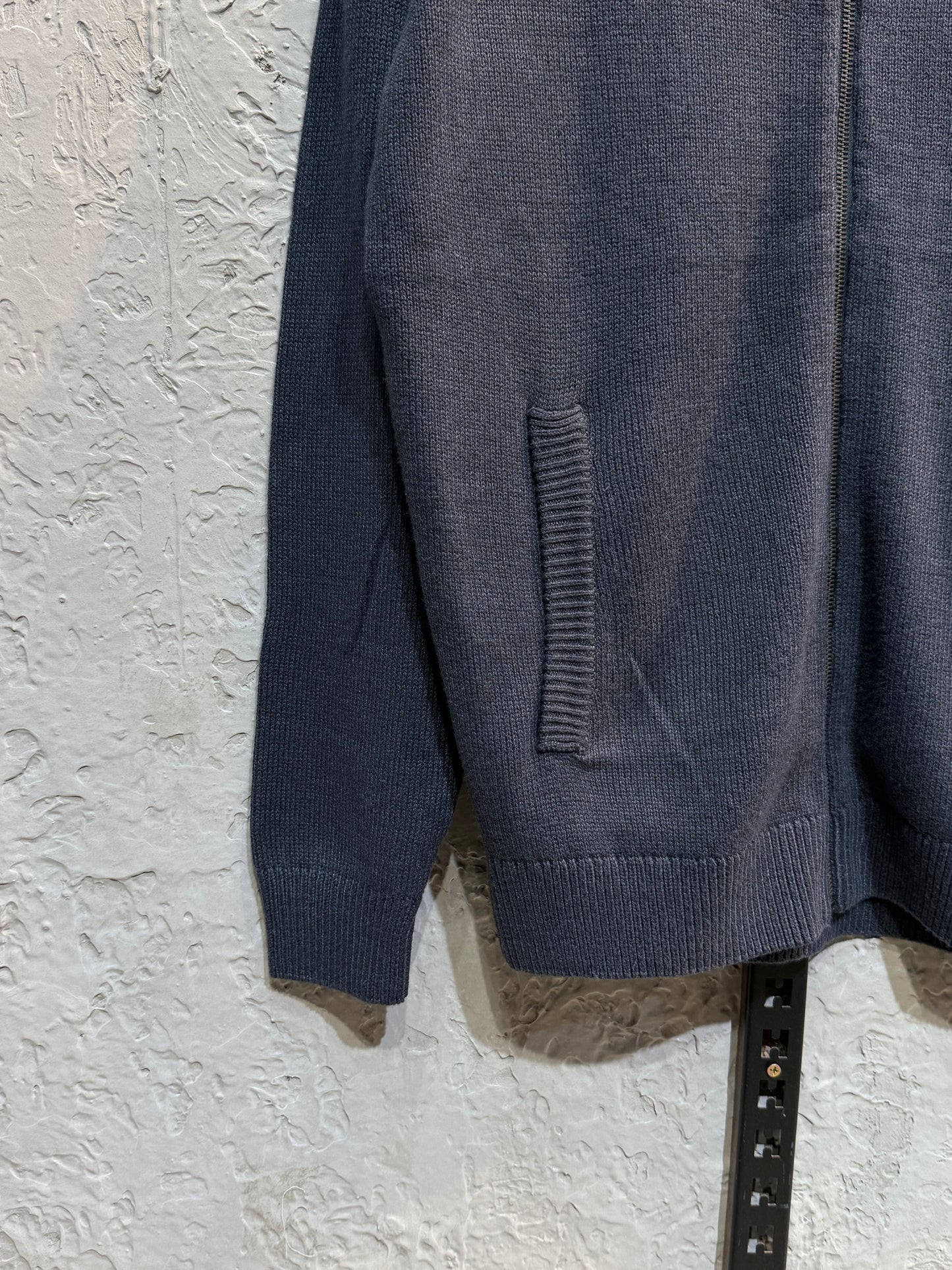 Navy Blue Knitted Full Zip Sweater