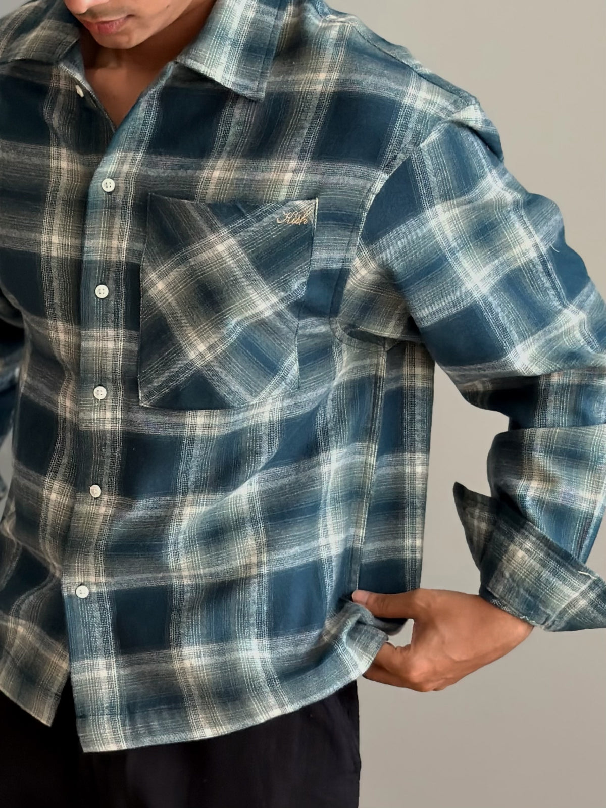 Aajkaal Flannel Shacket  - Urban Green Check.