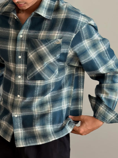 Aajkaal Flannel Shacket  - Urban Green Check.