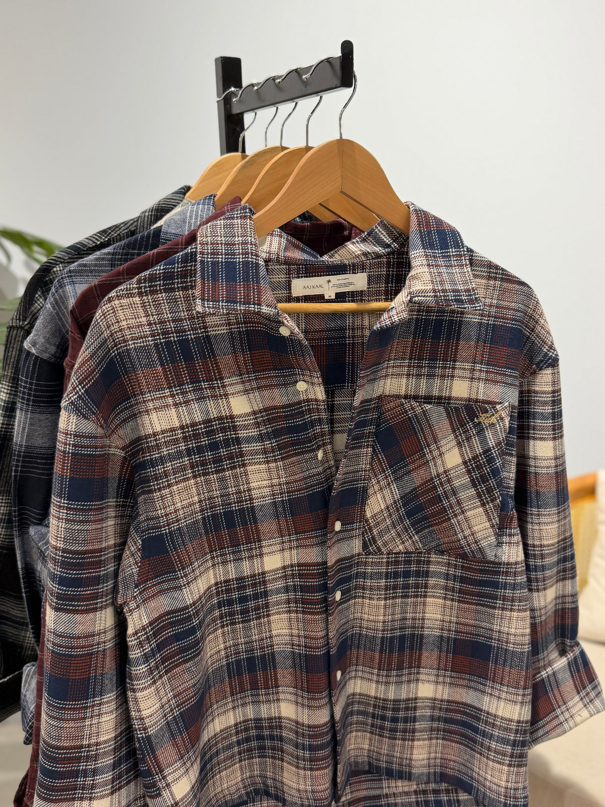 Aajkaal Flannel Shacket  - Blueberry Check