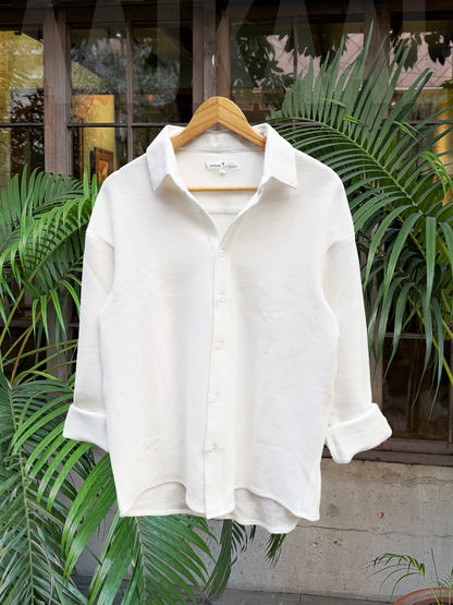 White Textured Full Sleeve Shirt