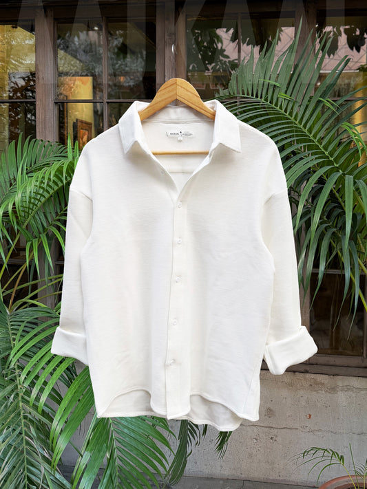 White Textured Full Sleeve Shirt