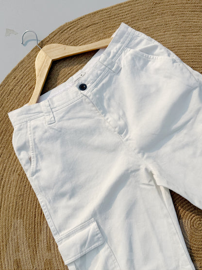 6 Pocket White Gabardine Cargo Pant