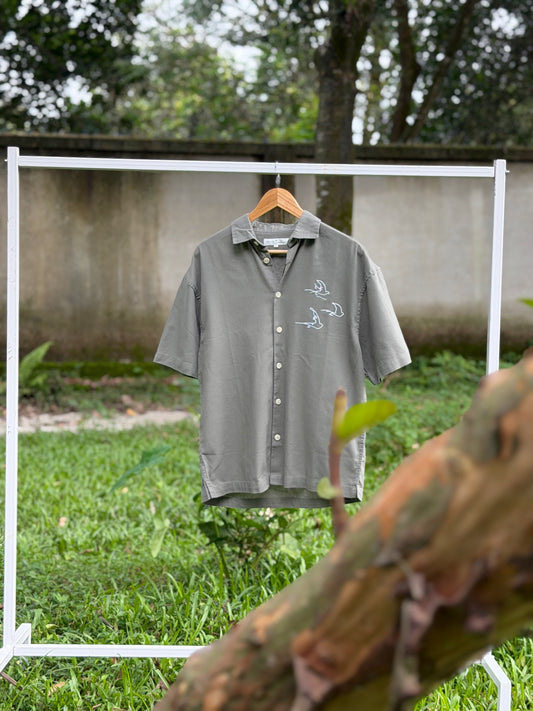 Aajkaal Dropshoulder Half Sleeve Shirt - Olive