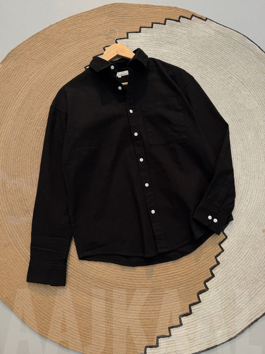 Linen Black Full Sleeve Shirt